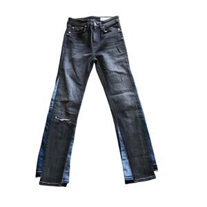 Rag and Bone Nina High Rise Step Hem Ankle Skinny Jeans Black/Blue Size 24